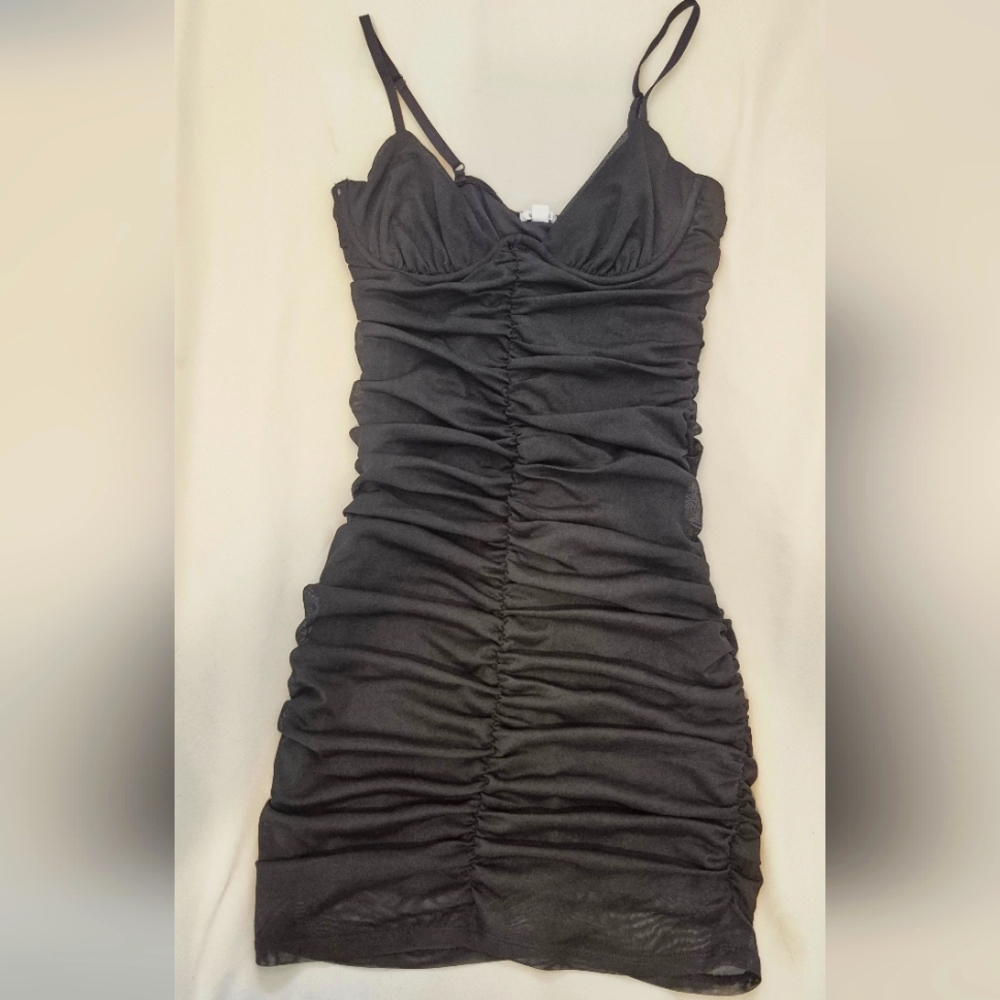Garage Black Ruched Mini Party Dress, US Size Small
